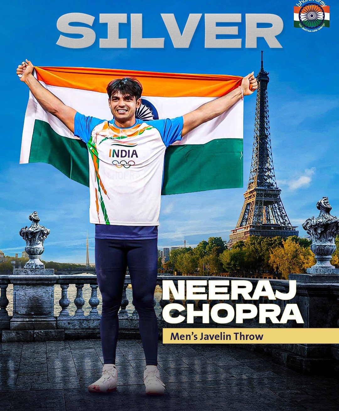 2024 Summer Olympics in Paris, India transpired: Neeraj Chopra wins the silver medal in wrestling, while Aman Sehrawat wins the bronze